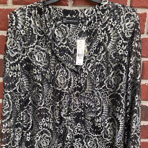 New York & Company Black Lace Blouse - Large